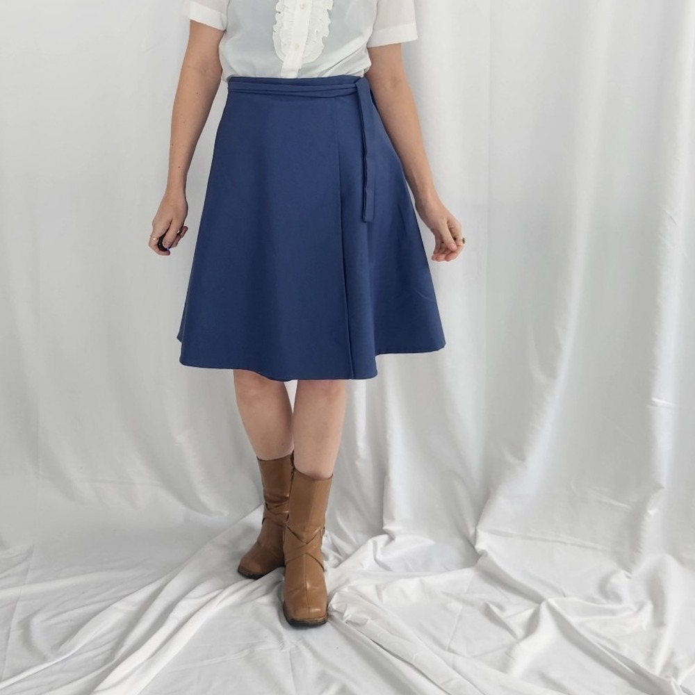 70s Slate Blue Hand Made‎ Wrap Skirt